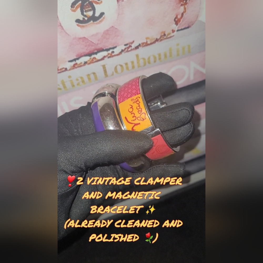 2 VINTAGE CLAMPER AND  MAGNETIC BRACELET ✨️(ALREADY CLEANED AND POLISHED ⚘️) - Picture 4 of 8